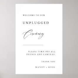 Unplugged Hochzeitszeremonie-Schild Poster