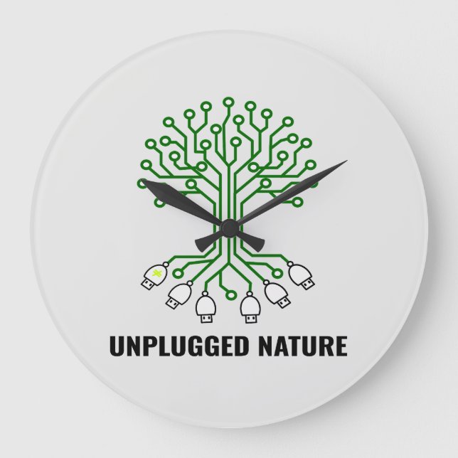 Unplugged Nature Circuit Tree USB Große Wanduhr (Vorderseite)