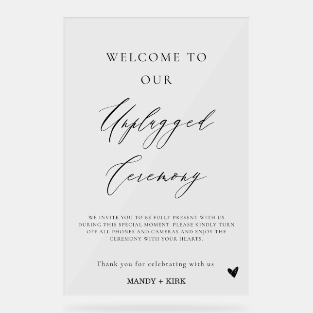 Unplugged Wedding Ceremony Sign | Please Turn Off  Acrylschild (Vorderseite)