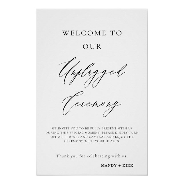 Unplugged Wedding Ceremony Sign | Please Turn Off  Poster (Vorderseite)