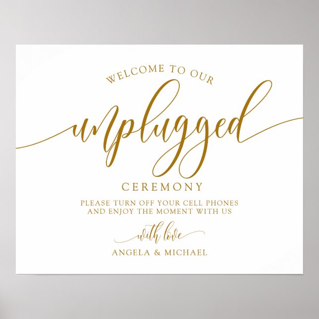 Unplugged Wedding Ceremony - Typografie - Dusty Bl Poster (Vorne)