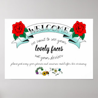 Unplugged Wedding Zeremonie Sign Tattoo Inspiriert Poster