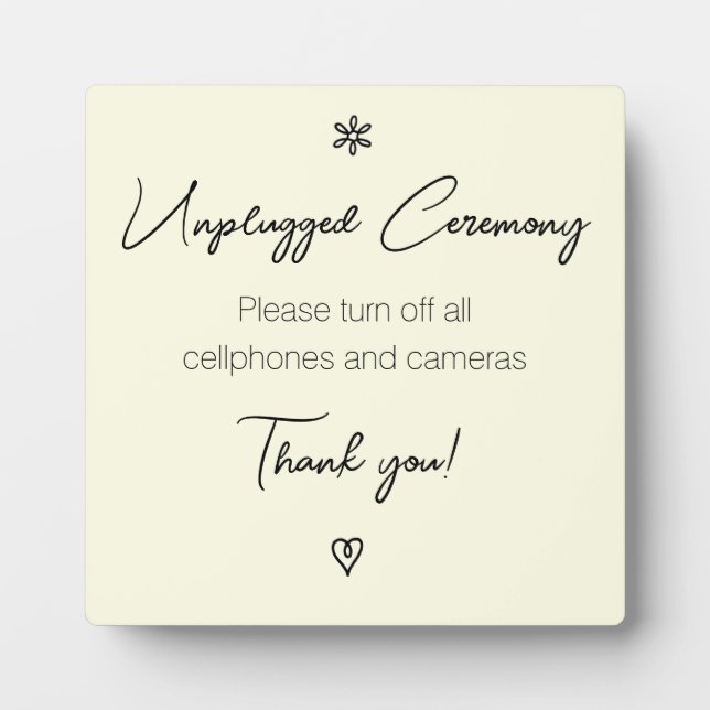 Unplugged Wedding Zeremony Extravagant Calligraphy Fotoplatte (Vorderseite)