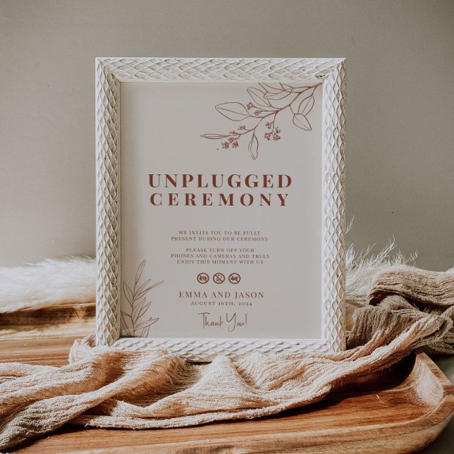 Unplugged Wedding Zeremony Sign Boho Floral Poster (Von Creator hochgeladen)