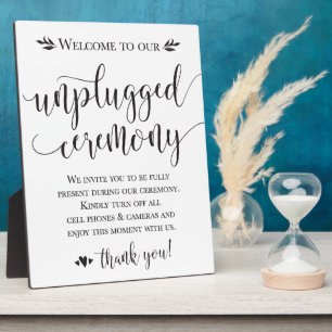 Unplugged Wedding Zeremony Sign Plaque 8x10 Fotoplatte