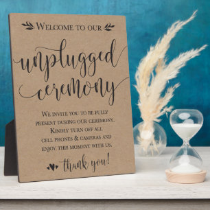 Unplugged Wedding Zeremony Sign Plaque 8x10 Fotoplatte