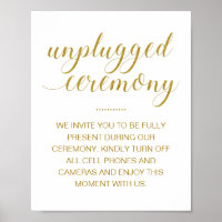 Unplugged Zeremonie Elegant Gold Script Hochzeit