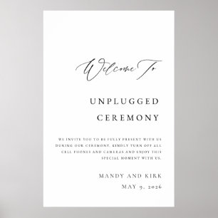 Unplugged-Zeremonie-Hochzeitsschild Elegant Minima Poster
