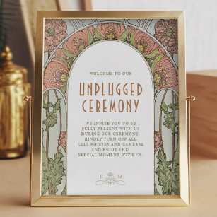 Unplugged Zeremonie Signieren Vintagen Jugendstil Poster