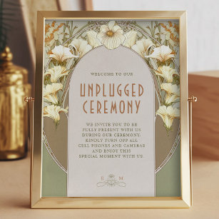 Unplugged Zeremonie Signieren Vintagen Jugendstil Poster