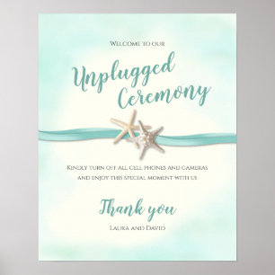 Unplugged Zeremonie Starfish und Aqua Ribbon Poster