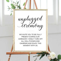 Unplugged Zeremony Elegant Script Wedding Sign