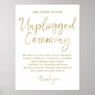 Unplugged Zeremony Gold Imitate Foil 12x16 Sign Poster