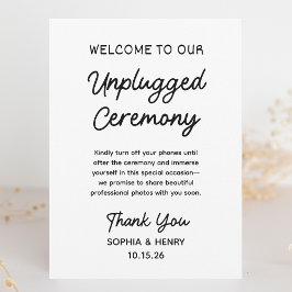 Unplugged Zeremony Simple Modern Chic Wedding Sign