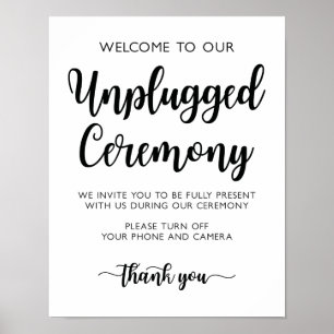 Unplugged Zeremony Wedding Sign Modern Calligraphy Poster