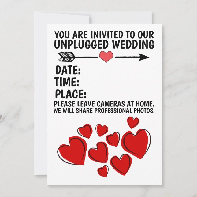 UNPLUGIERT (KEIN FOTO ZULÄSSIG) WEDEREINLAGEN EINLADUNG (Vorderseite)