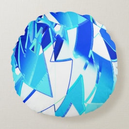 Unregelmäßig verdrehte blaue Bildausschnitte Rundes Kissen