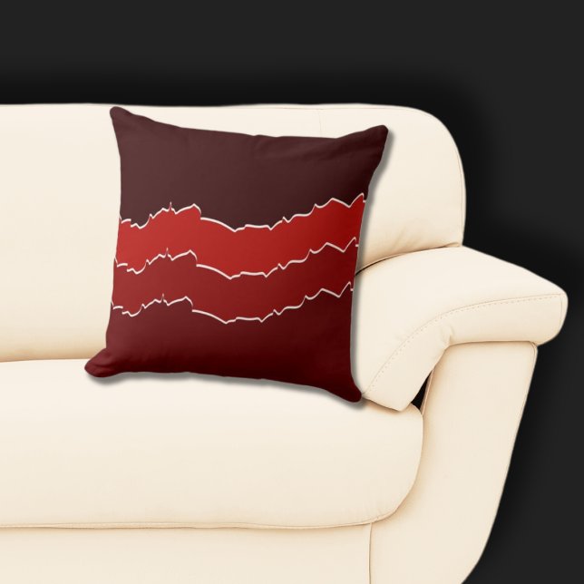 Unregelmäßiger Rottorn Streifen Kissen (Irregular Red Torn Striped Pillow)