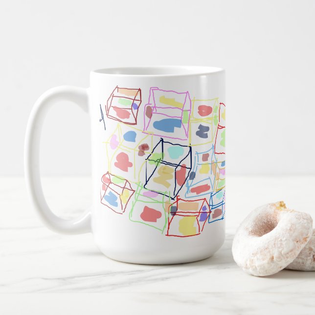 Unregelmäßiger Stapel von Kartons (Abstrakt) Kaffeetasse (Mit Donut)
