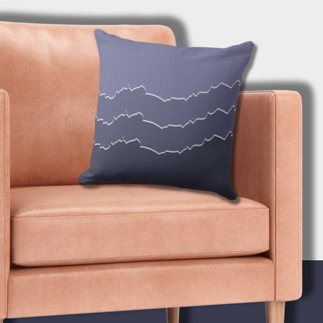 Unregelmäßiger Torf Cool Blaugraue Streifen Kissen (Irregular Torn Cool Blue Gray Striped Throw Pillow)