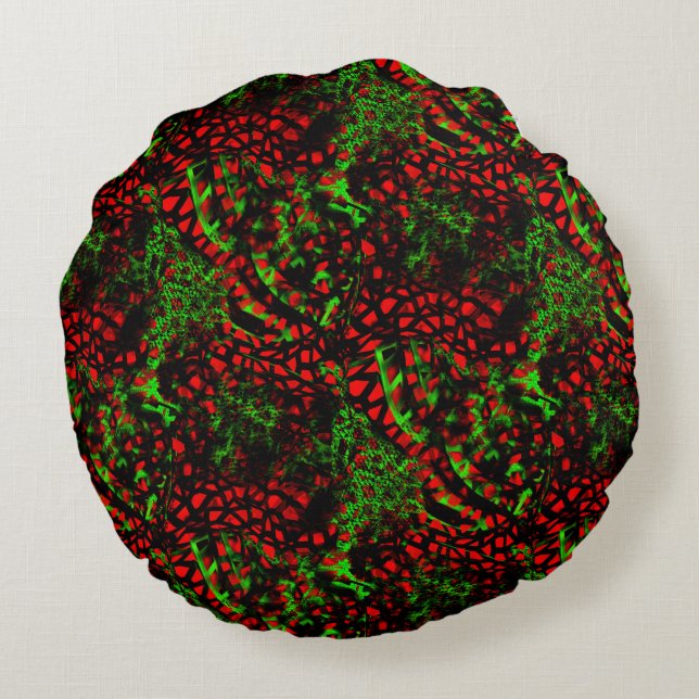 Unregelmäßiges Fraktal des chaotischen Mosaiks leb Rundes Kissen (Rückseite)