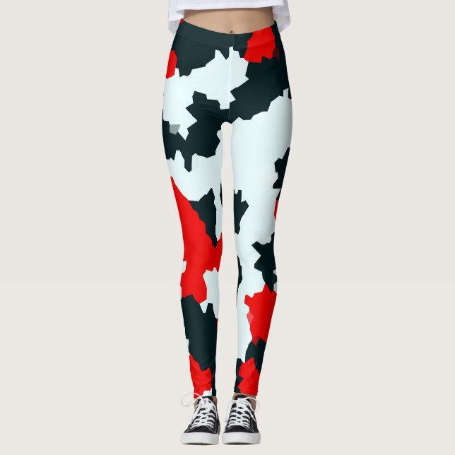 Unregelmäßiges geometrisches Abstraktes Mosaikkamo Leggings (Vorderseite)