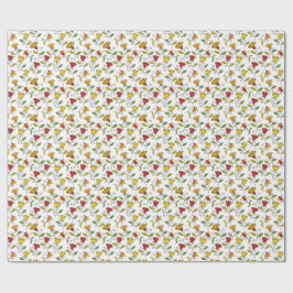 Unrolled and flat sheets of floral wrapping paper  geschenkpapier