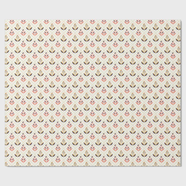 Unrolled and flat views of floral wrapping paper geschenkpapier (Flach)