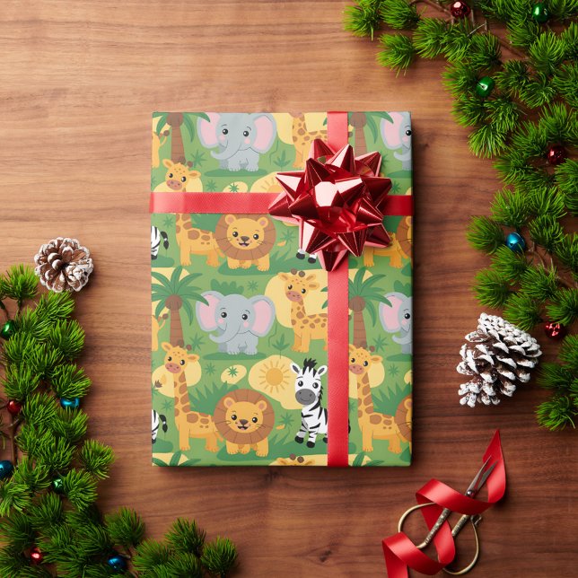 Unrolled gift wrap with a playful jungle theme  geschenkpapier (Von Creator hochgeladen)