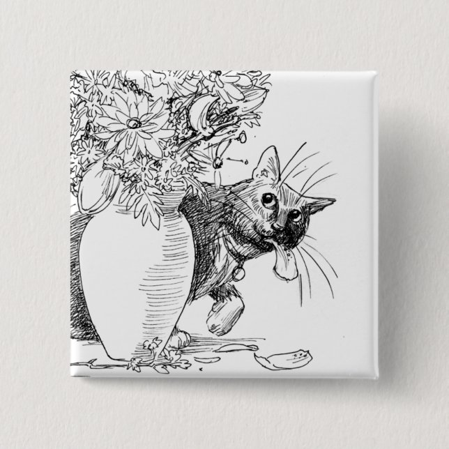 Unruhestifter - boshafter Katzen-Knopf Button (Vorderseite)