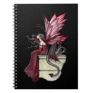 Unruhiges Rubin Feen- und Drachen-Notizbuch Notizblock