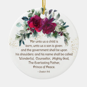 Uns ein Kind ist Geboren Isaiah 9:6 Weihnachten Ro Keramik Ornament