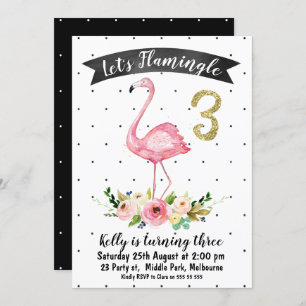 Uns gelassen flamingle 3. Geburtstags-Einladung Einladung
