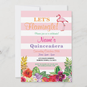 Uns gelassen laden Flamingle Flamingo Quinceanera Einladung