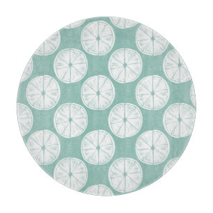 Uns gelassen Taco über aquamarines Limones Muster Schneidebrett