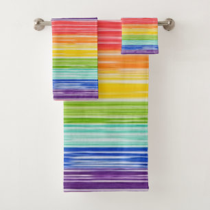 Unsaubere Regenbogenstreifen Badhandtuch Set