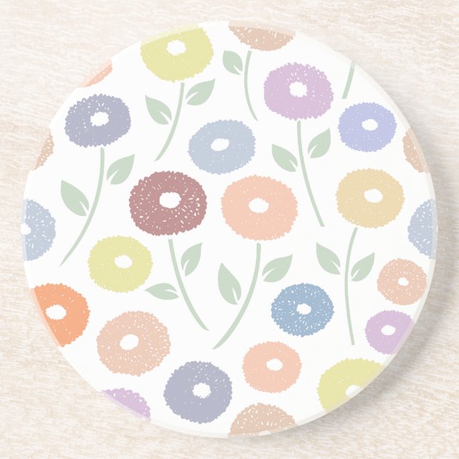 Unschärfe-Blumen-Großmuster Pastell auf Weiß Getränkeuntersetzer (Vorne)