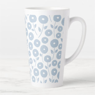 Unschärfe-Blumenmuster Blau auf Weiß Milchtasse