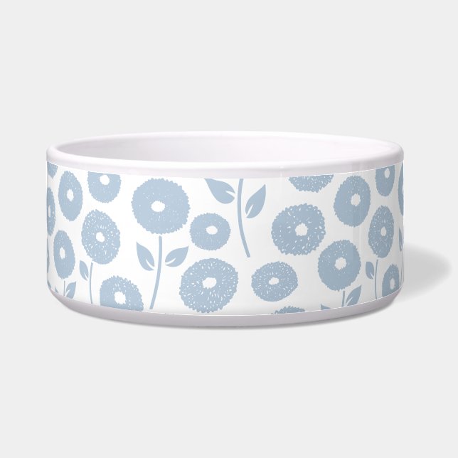Unschärfe-Blumenmuster Blau auf Weiß Napf (Vorderseite)
