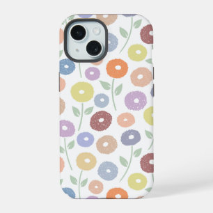 Unschärfe-Blumenmuster Pastell auf Weiß iPhone 15 Hülle