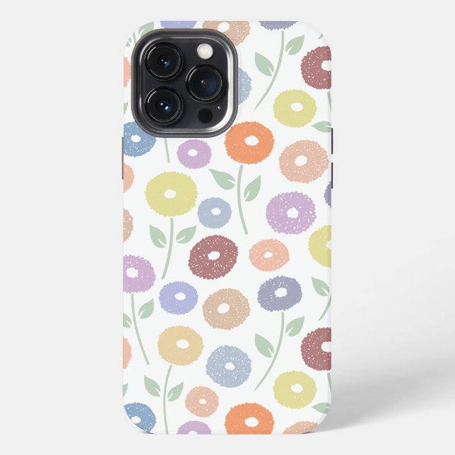 Unschärfe-Blumenmuster Pastell auf Weiß iPhone Hülle (Rückseite)