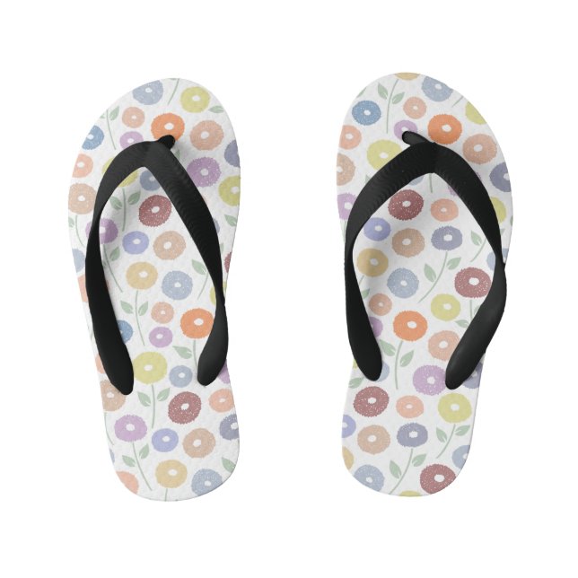 Unschärfe-Blumenmuster Pastelltöne auf Weiß Kinderbadesandalen (Fußbett)