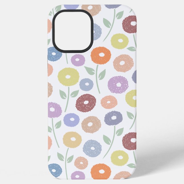 Unschärfe-Blumenmuster-Rpt-Pastell auf Weiß iPhone Hülle (Rückseite)