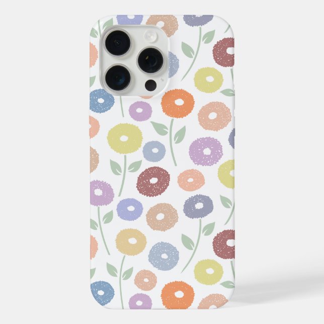 Unschärfe-Blumenmuster-Rpt-Pastell auf Weiß iPhone Hülle (Rückseite)