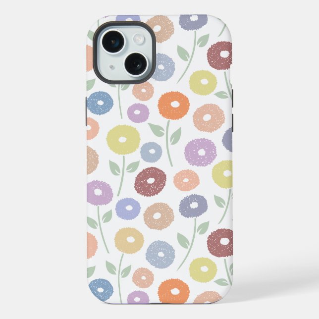 Unschärfe-Blumenmuster-Rpt-Pastell auf Weiß iPhone Hülle (Rückseite)