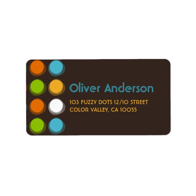 Unscharfe Farbpunkte Fun Retro-Party-Adressleiste Adressaufkleber (Vorne)