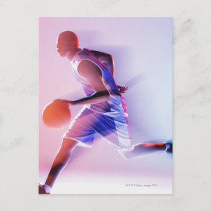 Unscharfe Sicht auf Basketballspieler treiben Postkarte