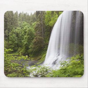 Unscharfe Wasserfall-und Waldansicht in Oregon Mousepad