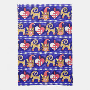 Unschärfe-weißes und rotes schwedisches geschirrtuch