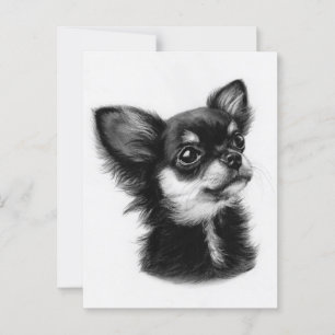 Unschuldige Augen - handgemalt Chihuahua-Welpe Postkarte